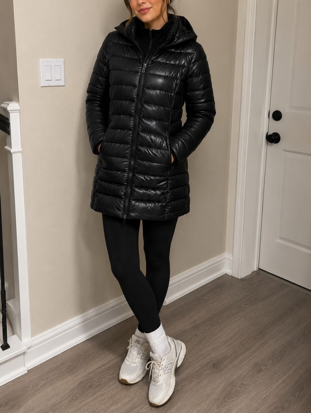 The North Face Woman's Black Quilted Puffer Coat with Hood